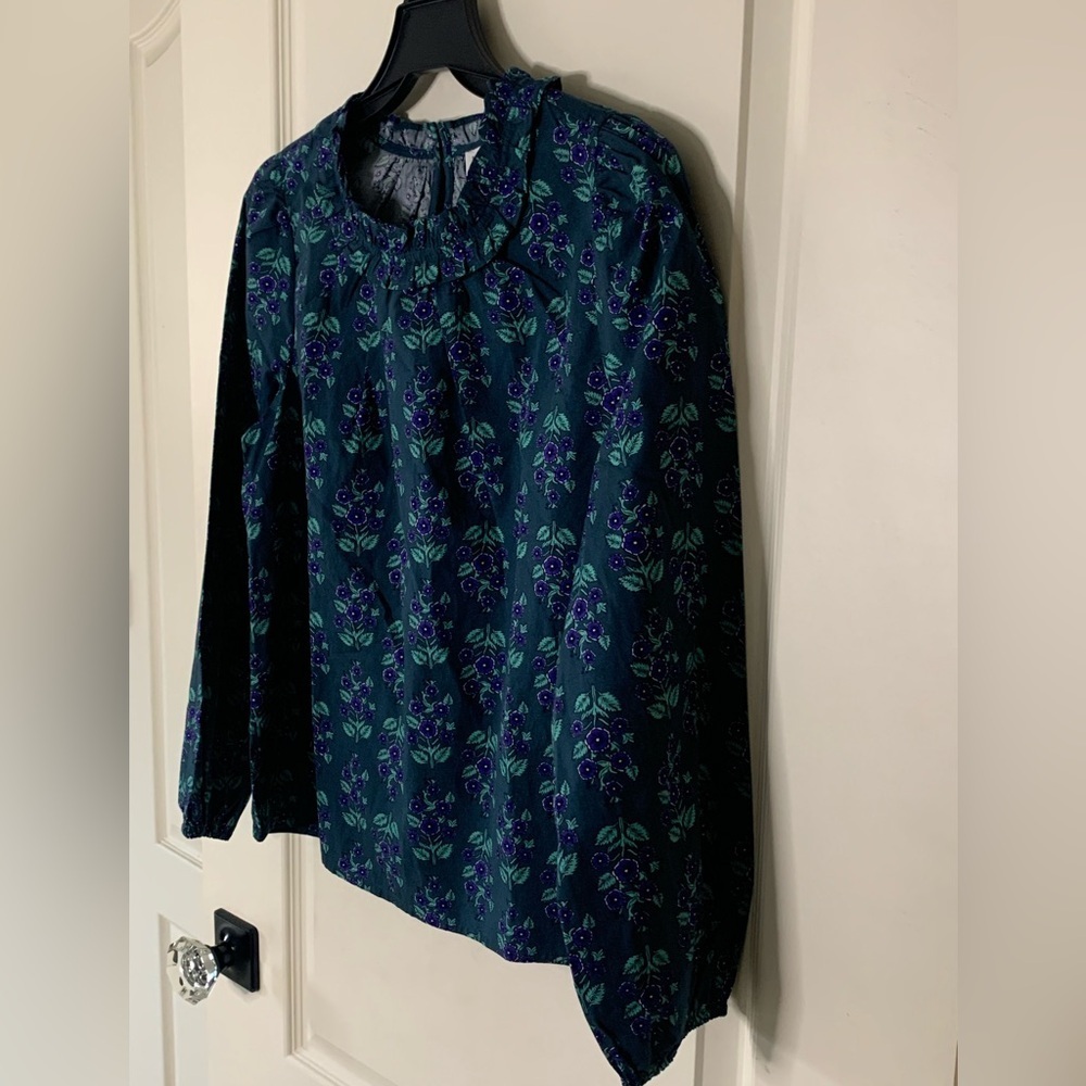 J Crew Floral Long Sleeve Blouse Petite Small